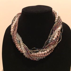 Multi-strand beaded necklace